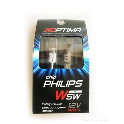 Светодиодные лампы Optima Premium W5W lens PHILIPS Chip 5W 12V 5100К